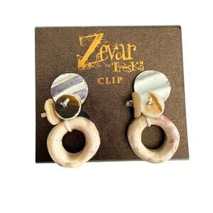 Y2K Zevar by Treska Clip-On Earrings Ceramic Shell Metal Geometric NWT